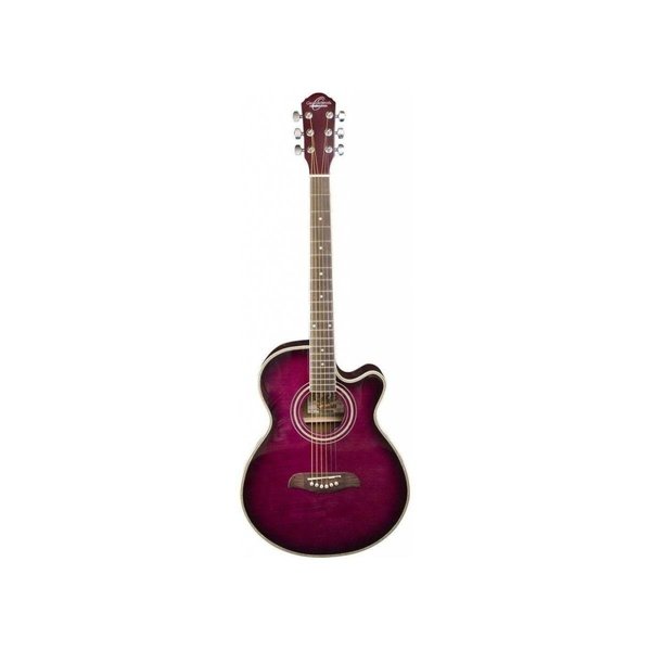 Oscar Schmidt Oscar Schmidt OG10CEFTPB-A-U Acoustic Electric Guitar Flame Top Transparent Purple Burst OG10CEFTPB-A-U